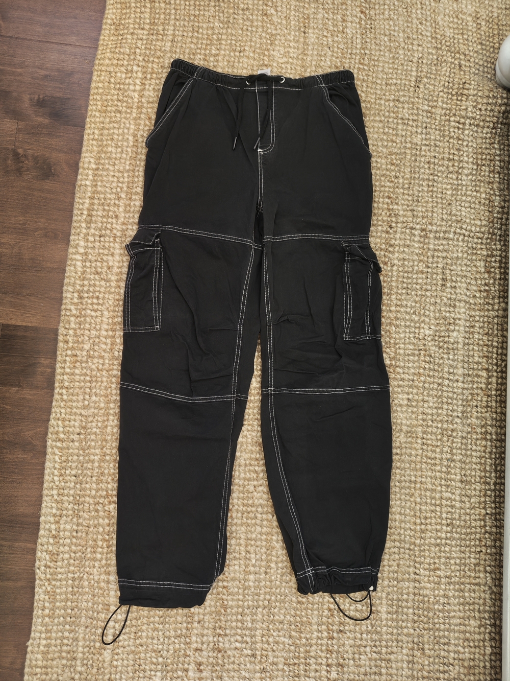 Garage Black Jogger Cargo Pants with Contrast Stitching
